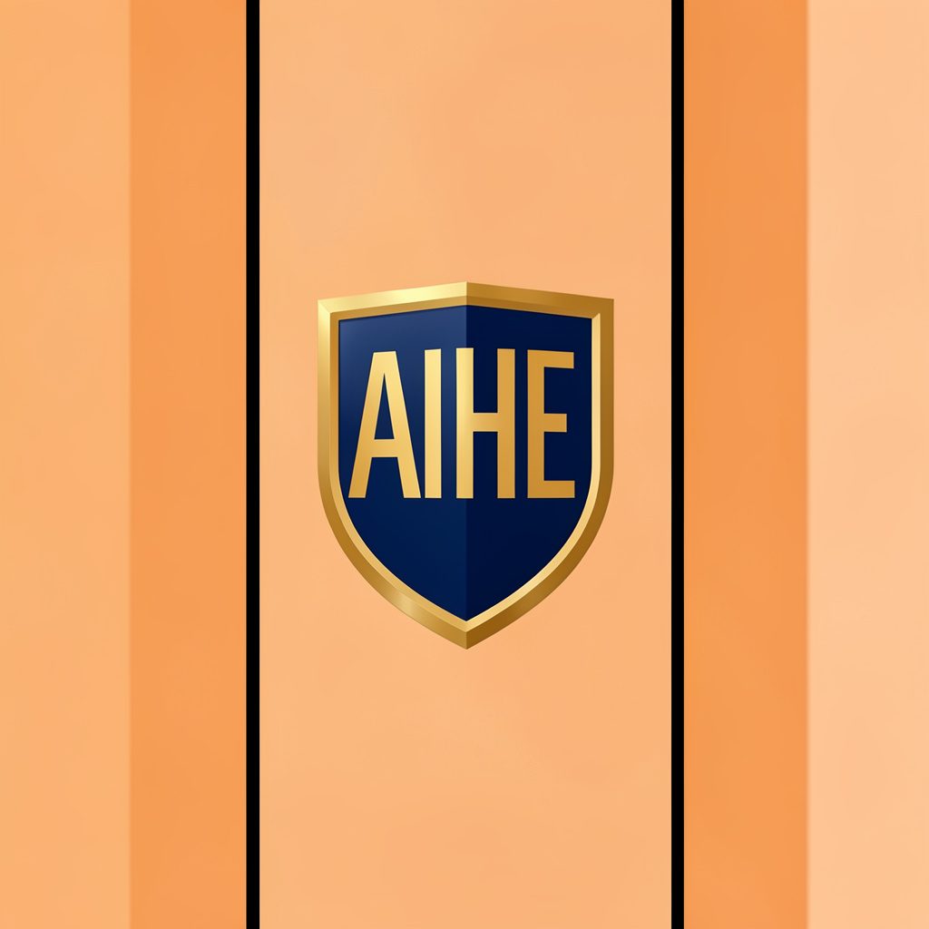 IAHE shield logo in navy blue and gold